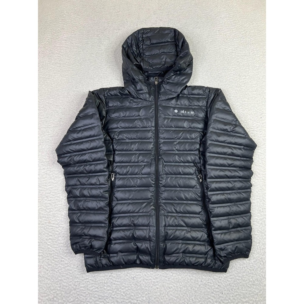Columbia Jacket Women's Small Black Hooded Down Puffer Packable Coat WL1059